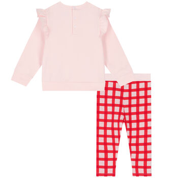 Baby Girls Pink & Red Logo & Animals Leggings Set